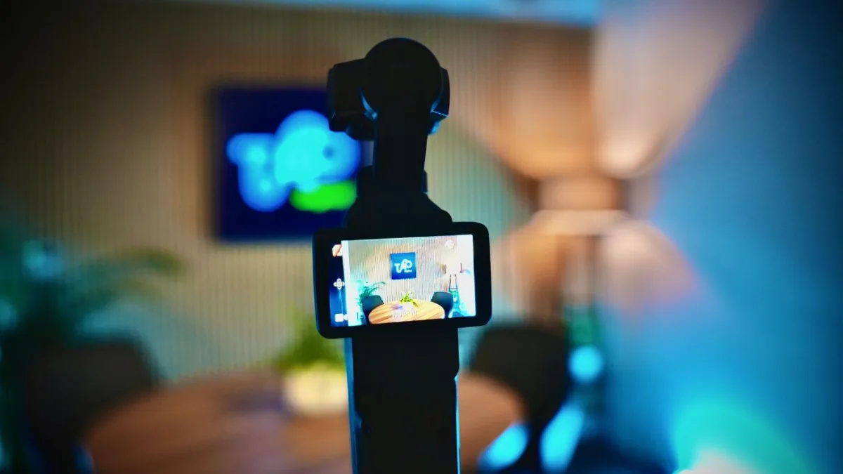 The DJI Osmo Pocket 4 on its tripod