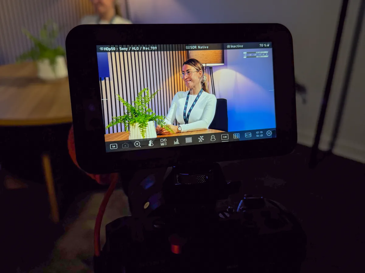 Filming on the studio set